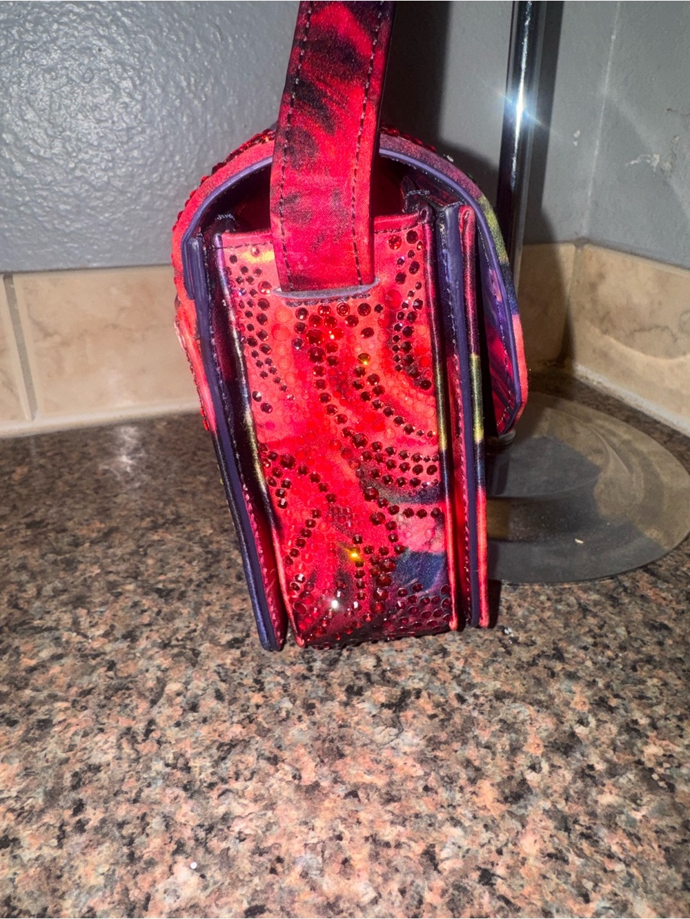 Christian Louboutin Loubi54 Rose Print Strass Satin Crossbody Bag ✅authentic✅ - Picture 10 of 14